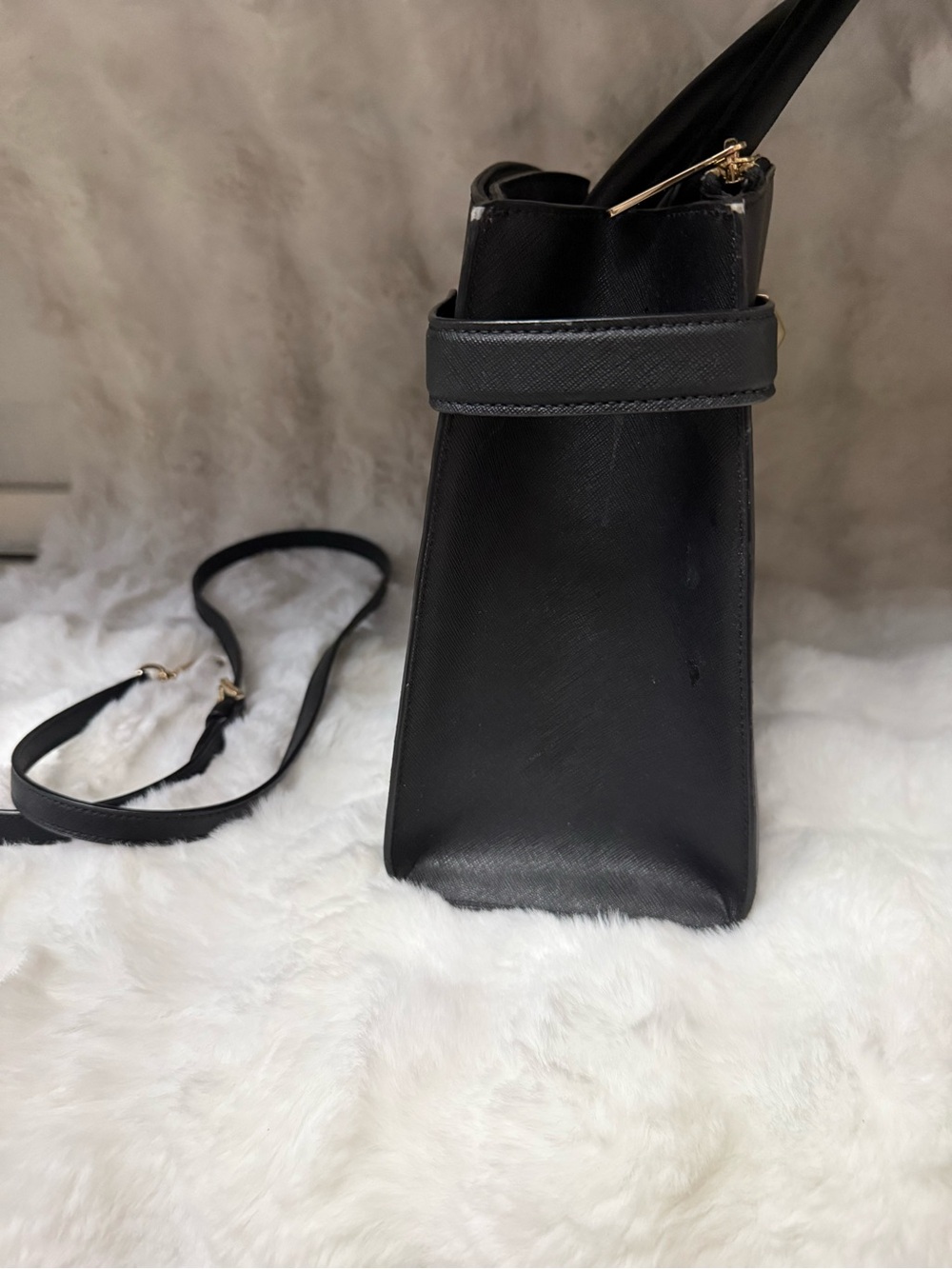 Michael Kors Black Saffiano Satchel with Gold Accents - Picture 8 of 9